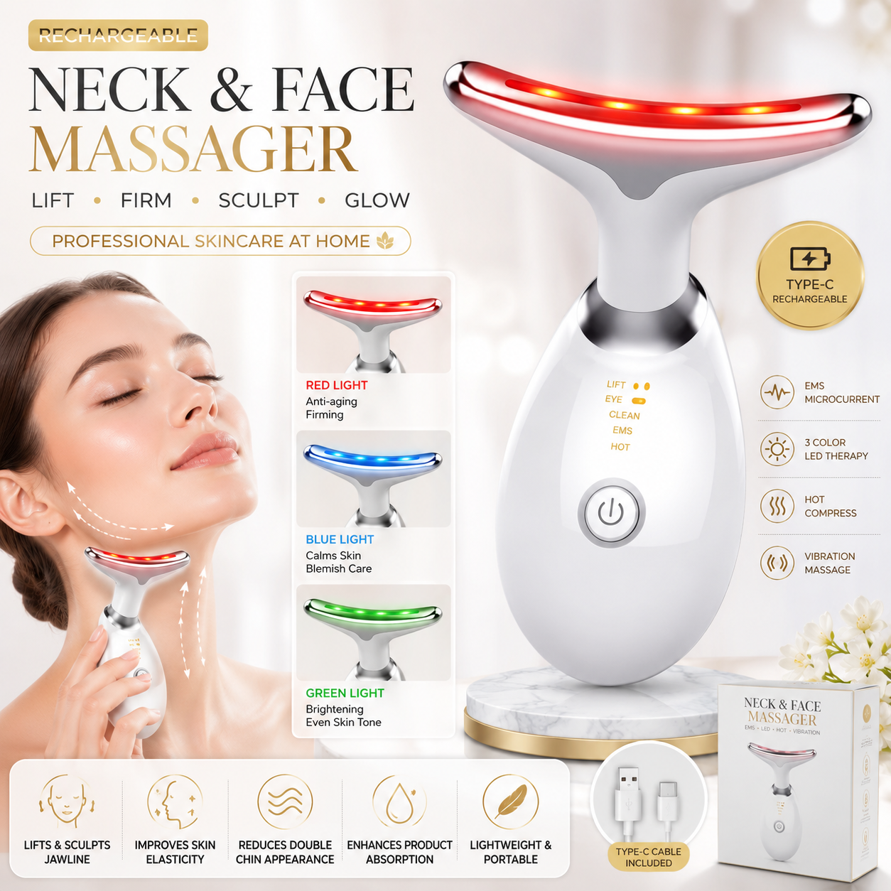 Luxury EMS Neck & Face Massager